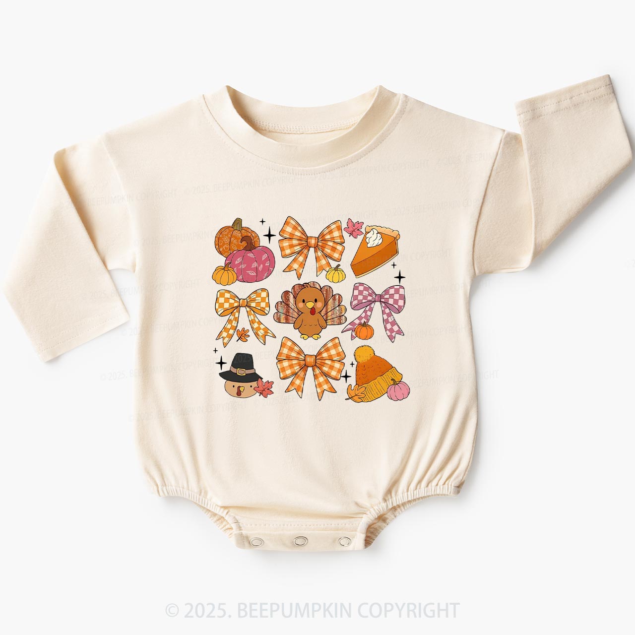 First Thanksgiving Turkey Baby Bubble Romper Beepumpkin