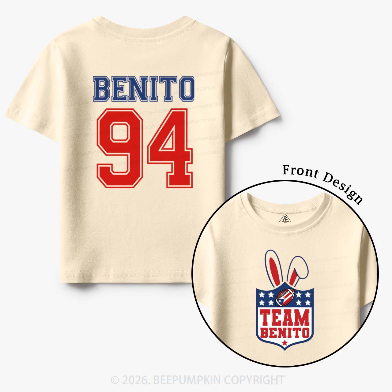 Personalized Vintage Benito Super Football Game Day Toddler&Kids Tees