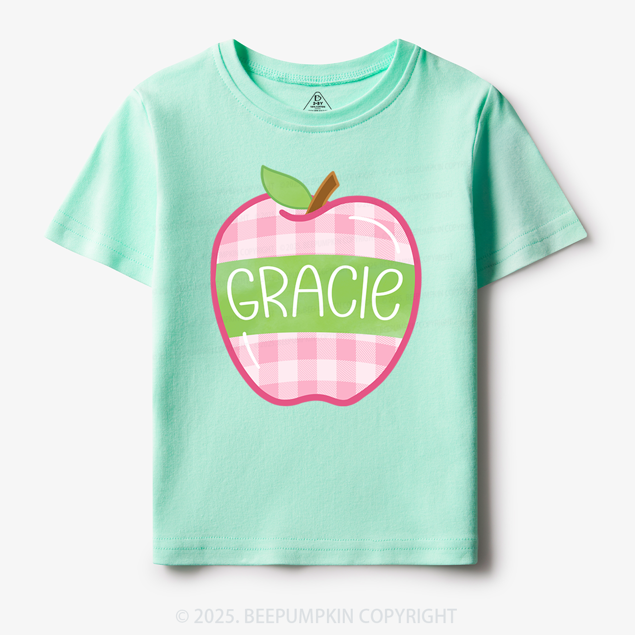 Personalized Plaid Apple Series Toddler&Kid's Tees Beepumpkin