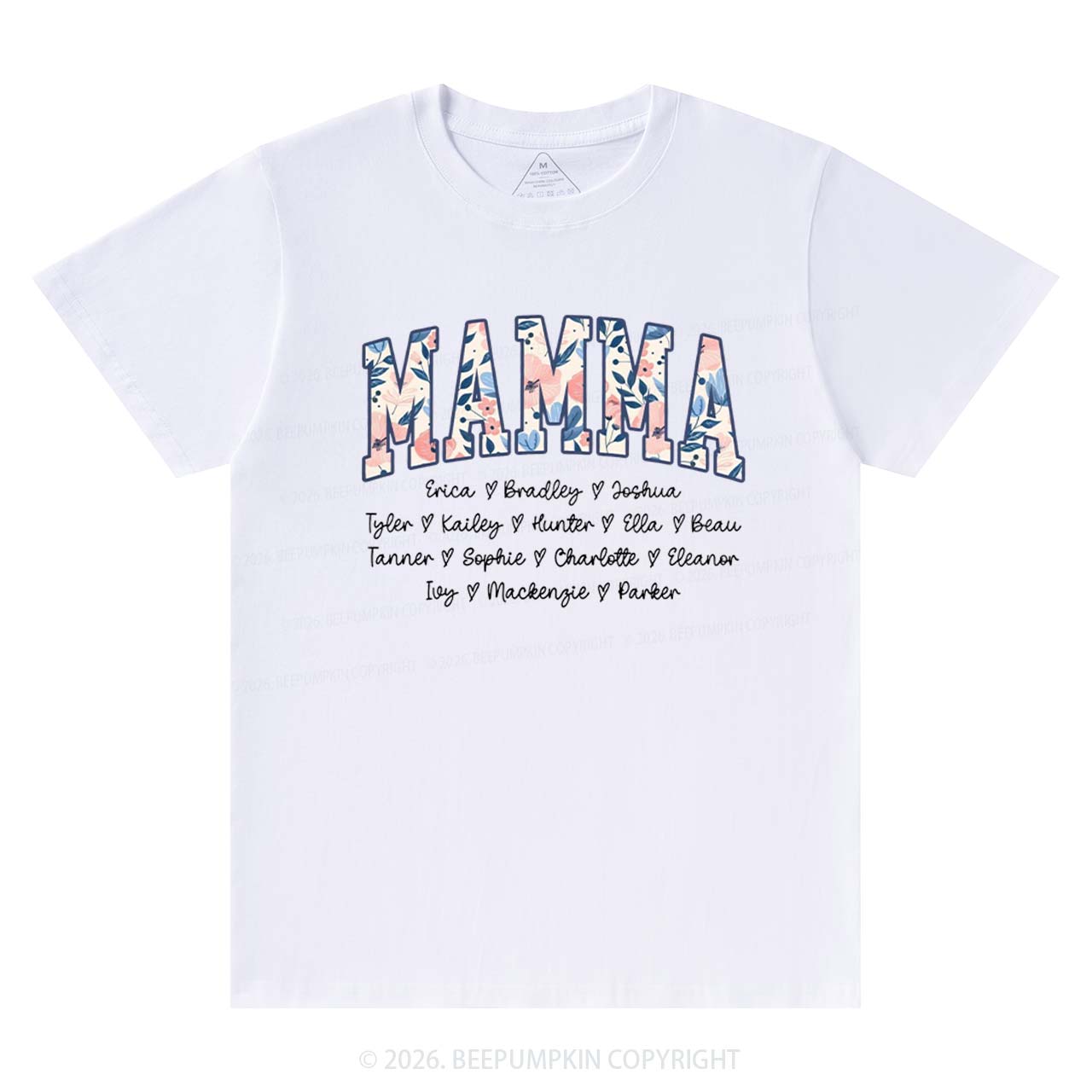 Personalized Floral with Names Mother's Day T-Shirts
