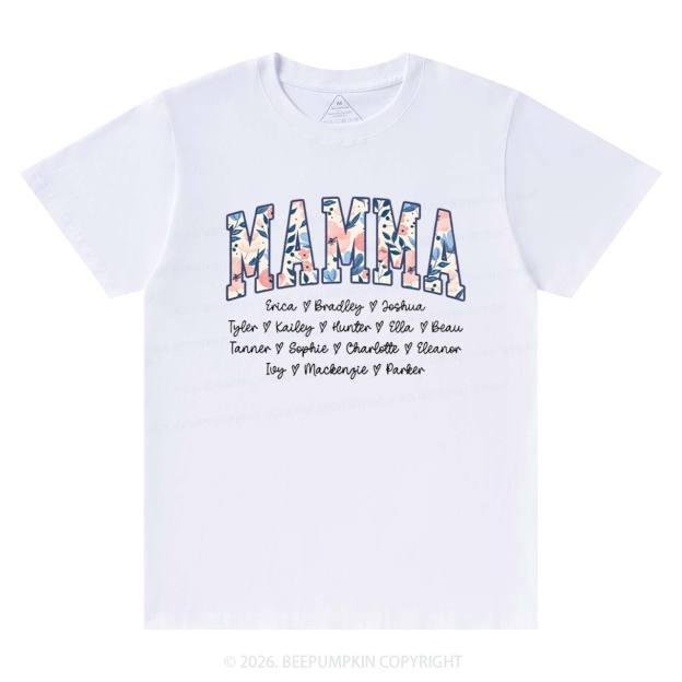 Personalized Floral with Names Mother's Day T-Shirts