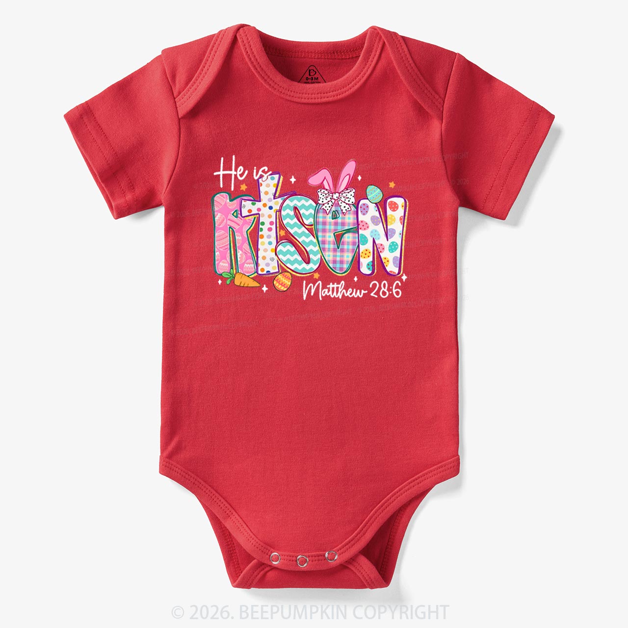 He Is Risen Christian Easter Bodysuit