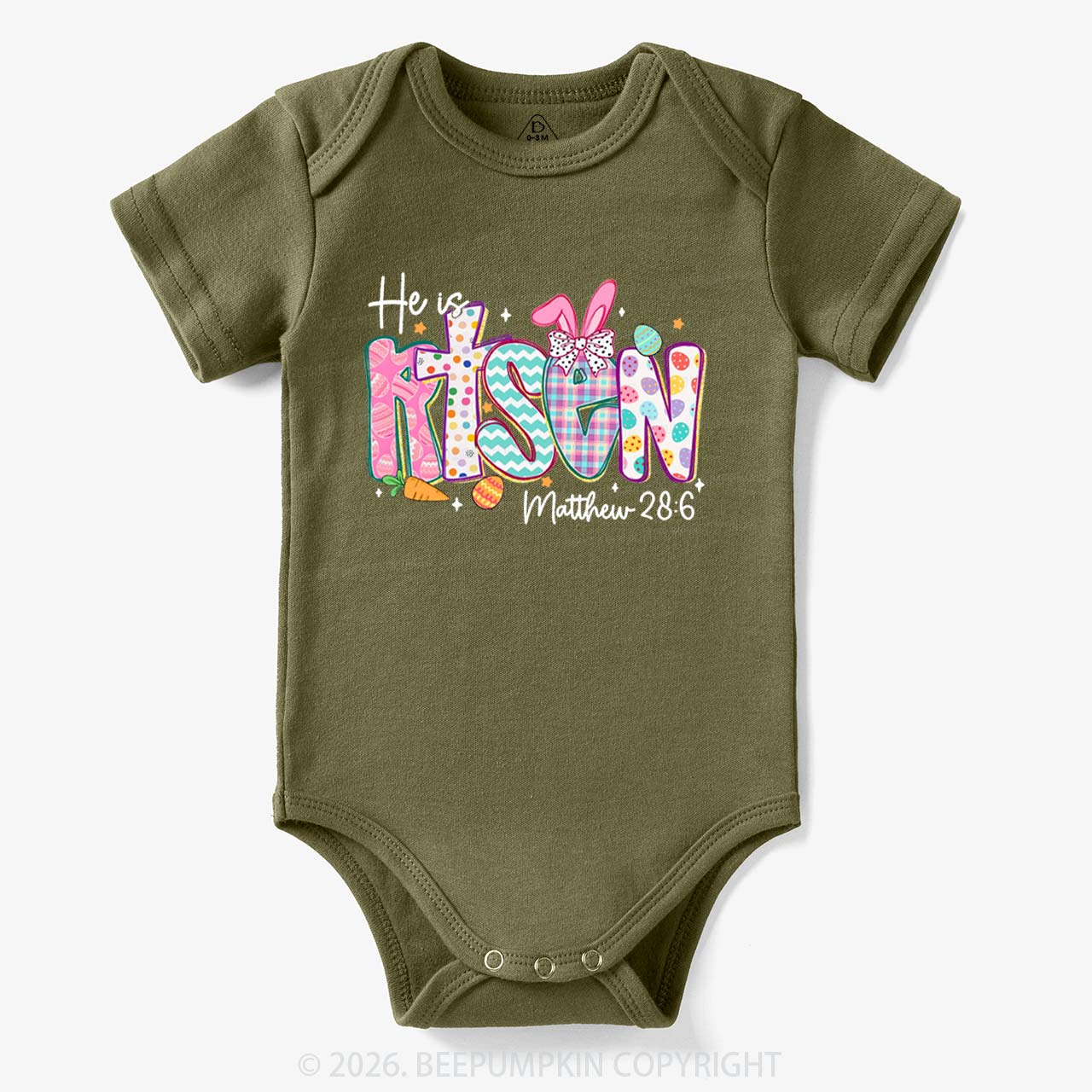 He Is Risen Christian Easter Bodysuit