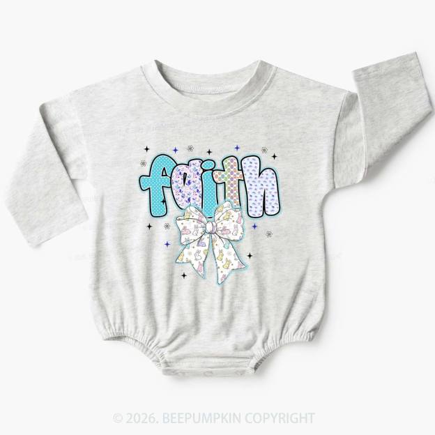 Blooming Faith Bunny Bow Baby Bubble Romper