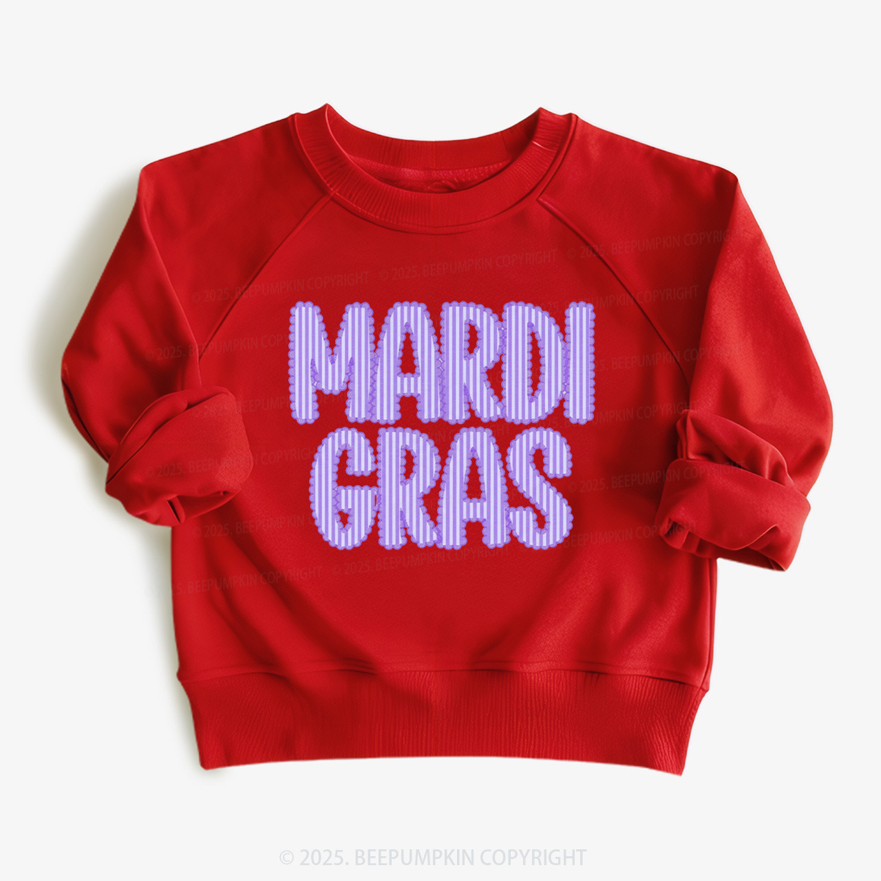 Purple Seersucker Mardi Gras Kid's Sweatshirt