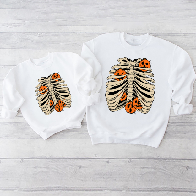Pumpkin Bone Halloween Matching Sweatshirts