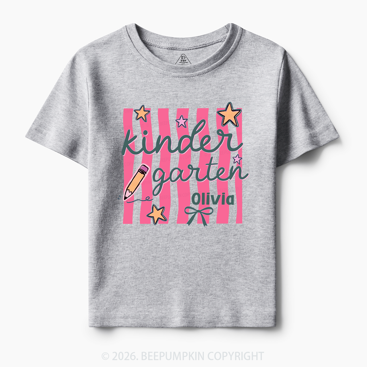 Personalized Retro Stripe Kindergarten Toddler&Kid's Tees
