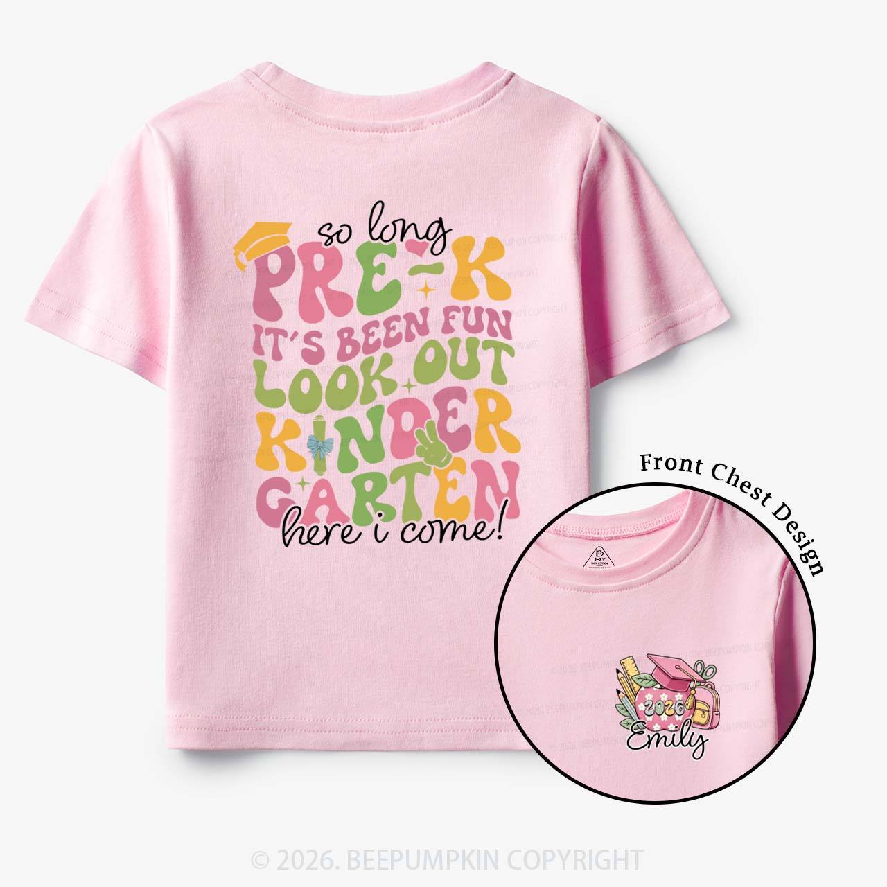 Personalized Name So Long Pre‑K Hello Kindergarten Toddler&Kid's Tees