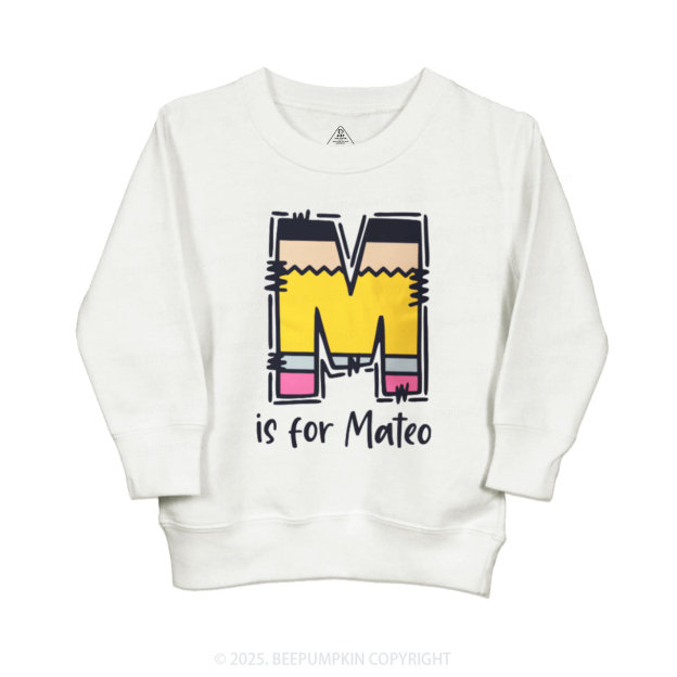 Personalized Pencil Letter Kid's Sweatshirt