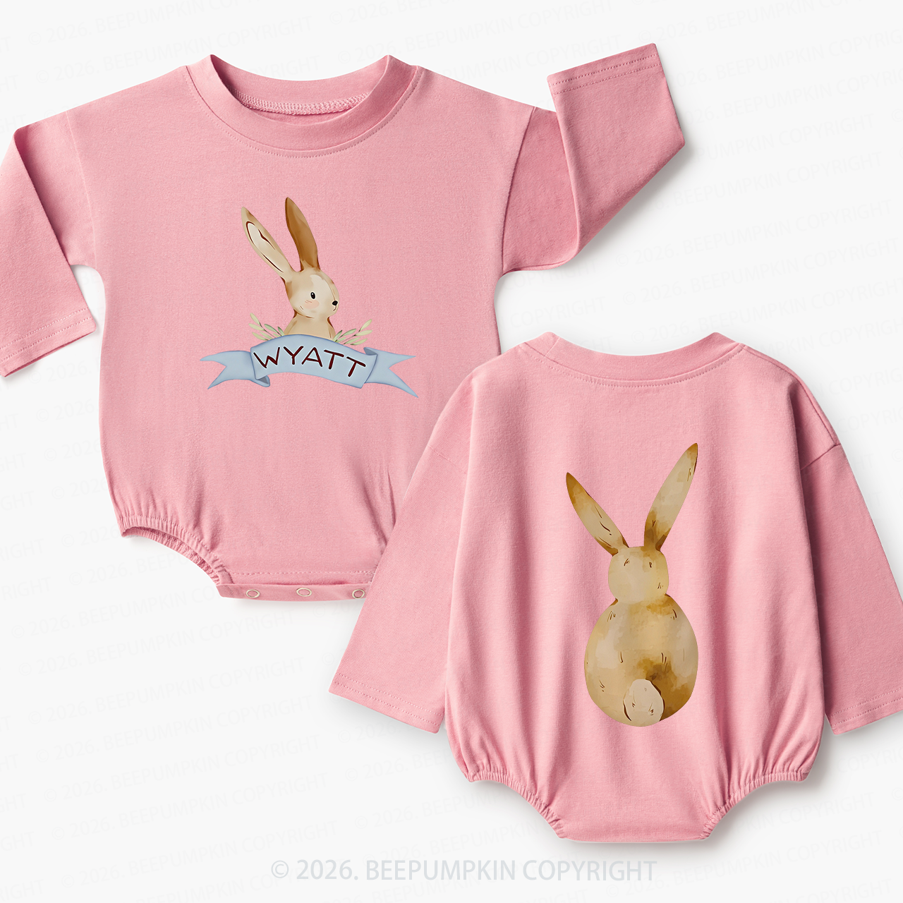 Personalized Peekaboo Bunny Baby Bubble Romper