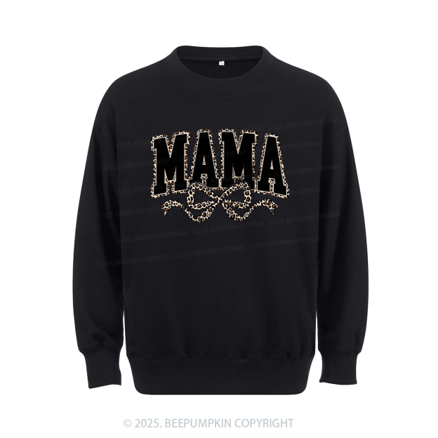 Mama Leopard Coquette Bow Sweatshirt Beepumpkin