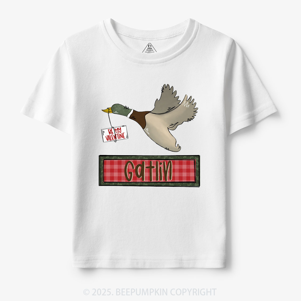 Personalized Be My Valentine Duck Toddler&Kid's Tees Beepumpkin