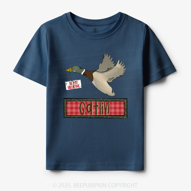 Personalized Be My Valentine Duck Toddler&Kid's Tees Beepumpkin