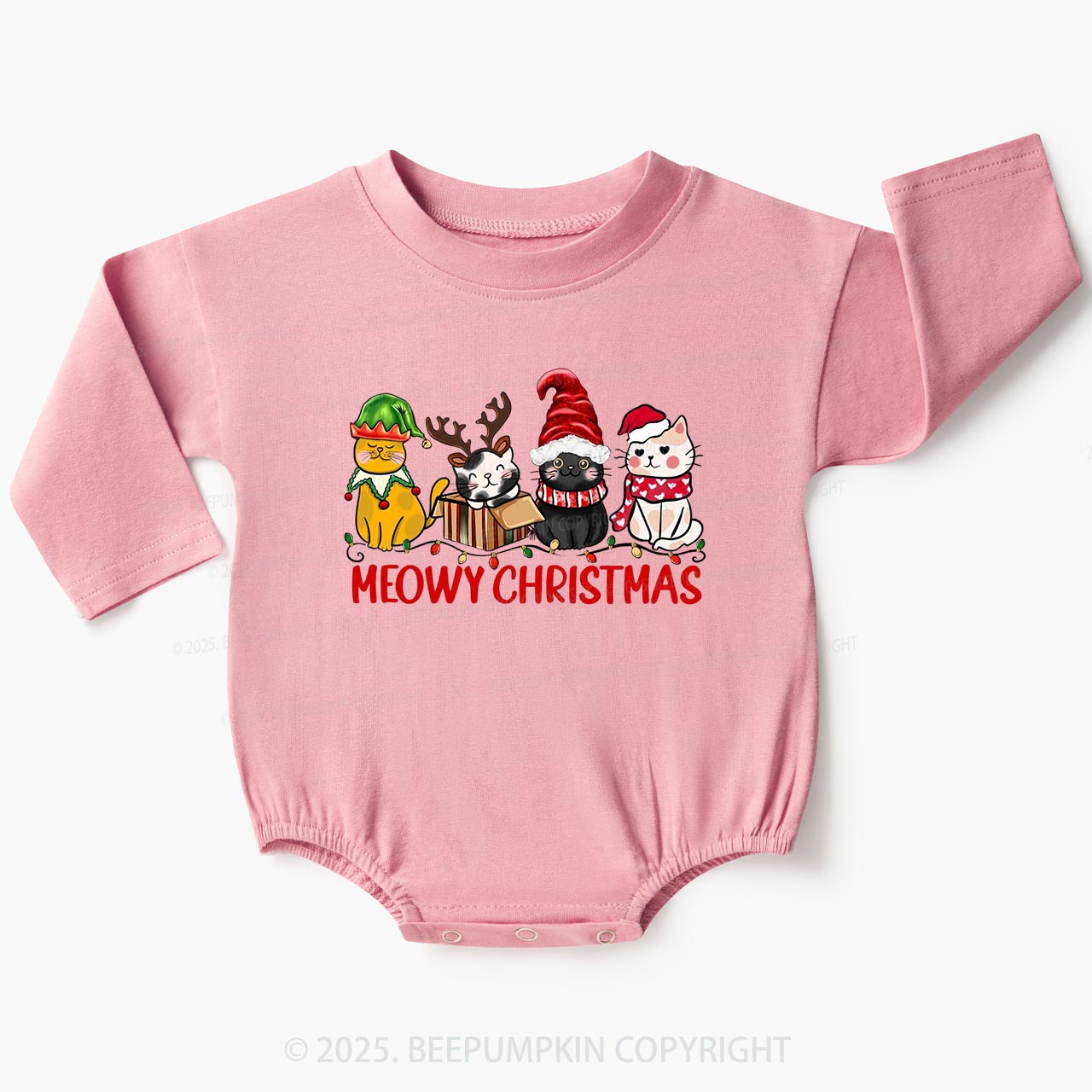 Meowy Christmas Baby Bubble Romper Beepumpkin