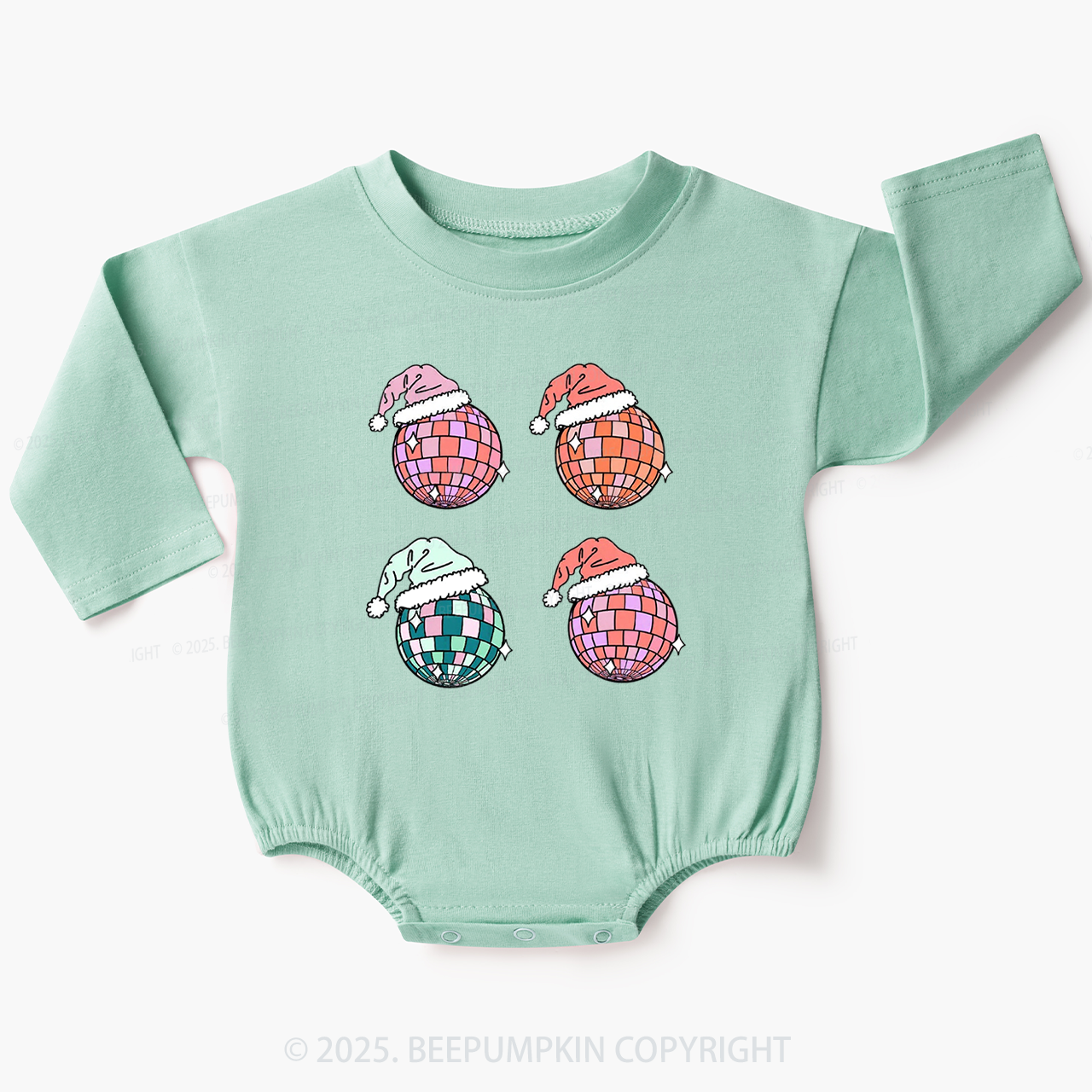 Santa’s Disco Ball Baby Bubble Romper Beepumpkin