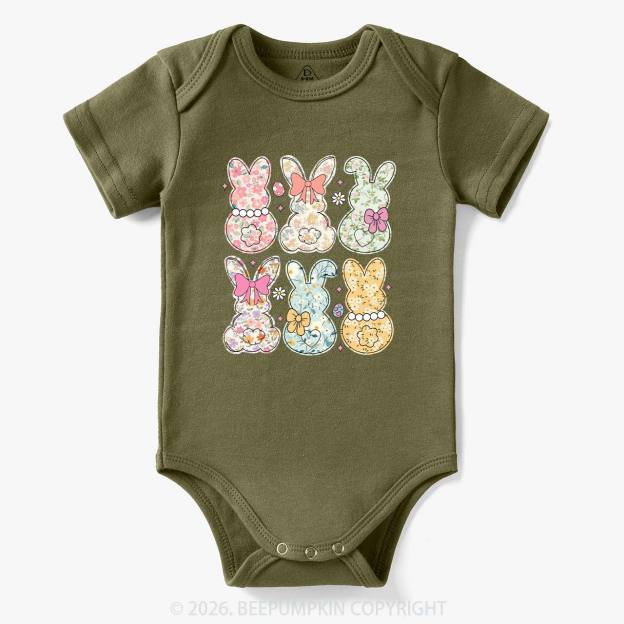 Vintage Spring Floral Bunny Bows Baby Bodysuit