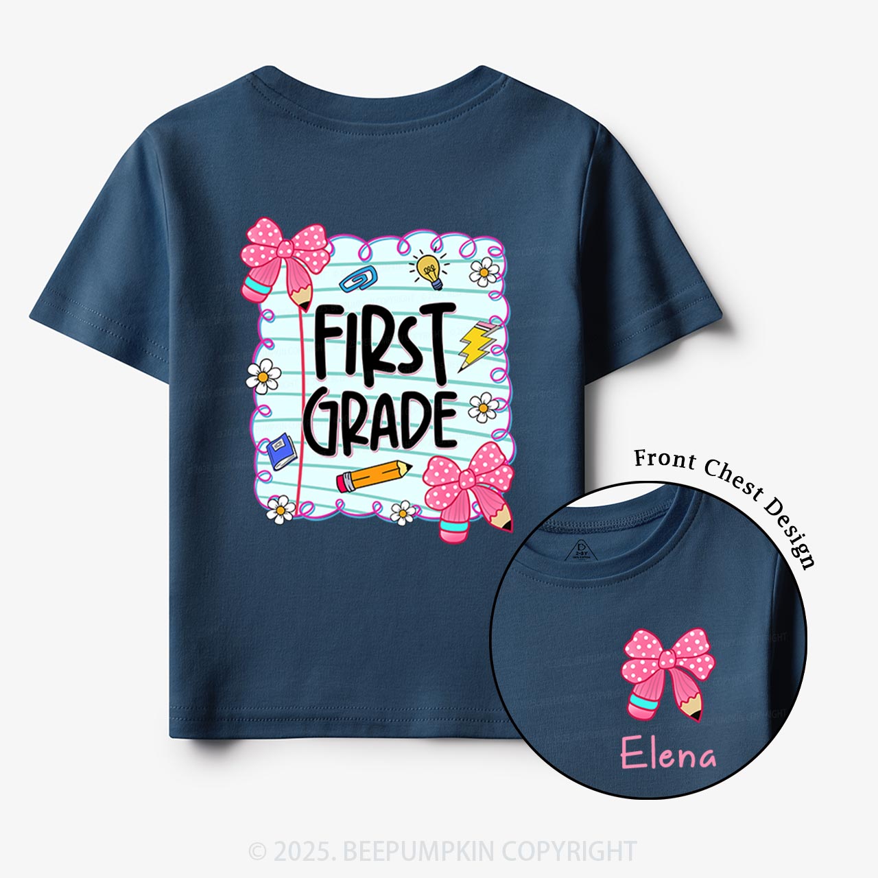 Personalized First Day Of School Toddler&Kid's Tees Beepumpkin