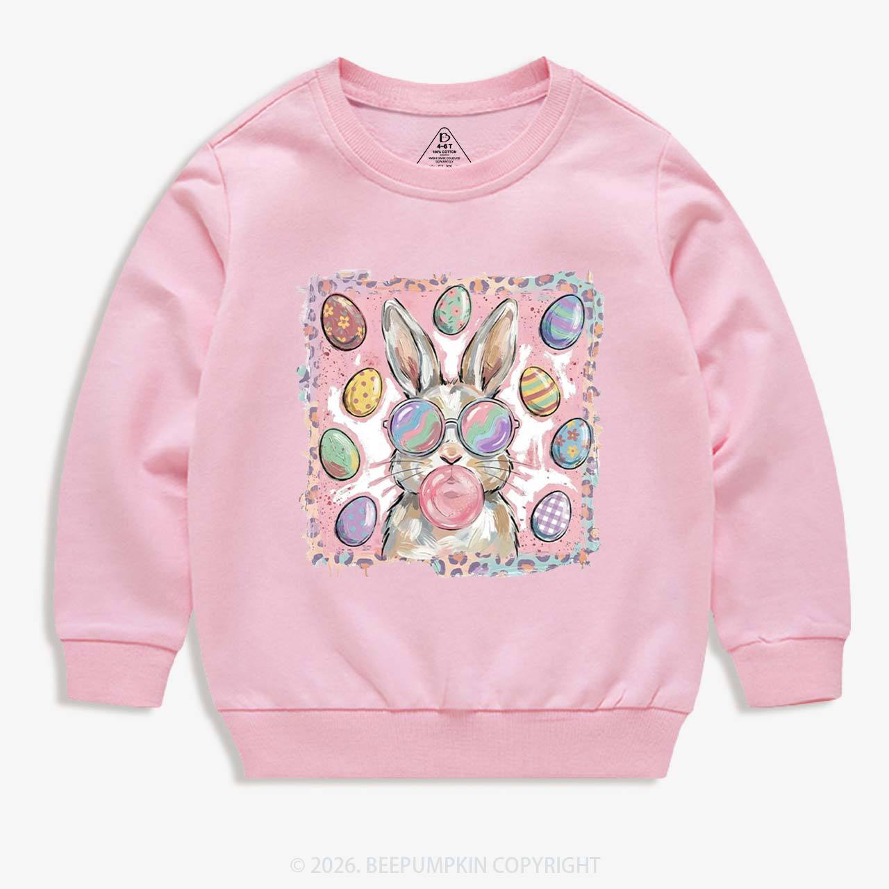 Retro Bubblegum Bunny Colorful Easter Eggs Kid's Sweatshirt