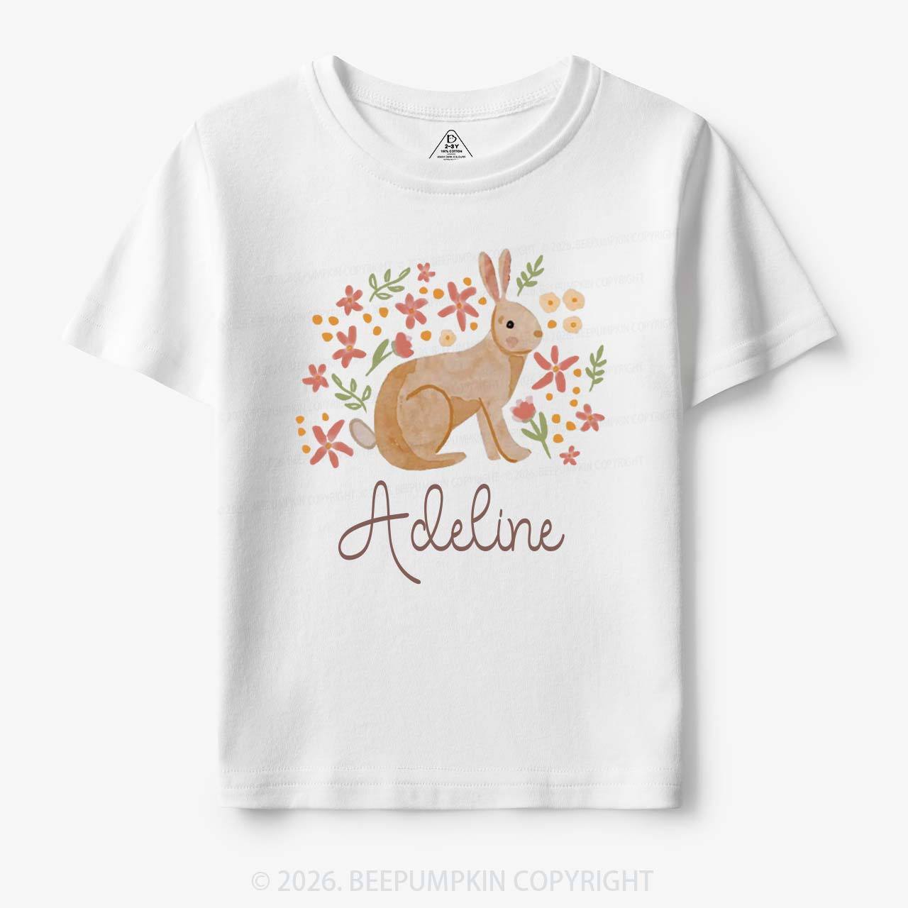 Personalized Watercolor Bunny Blooms Toddler&Kid's Tees