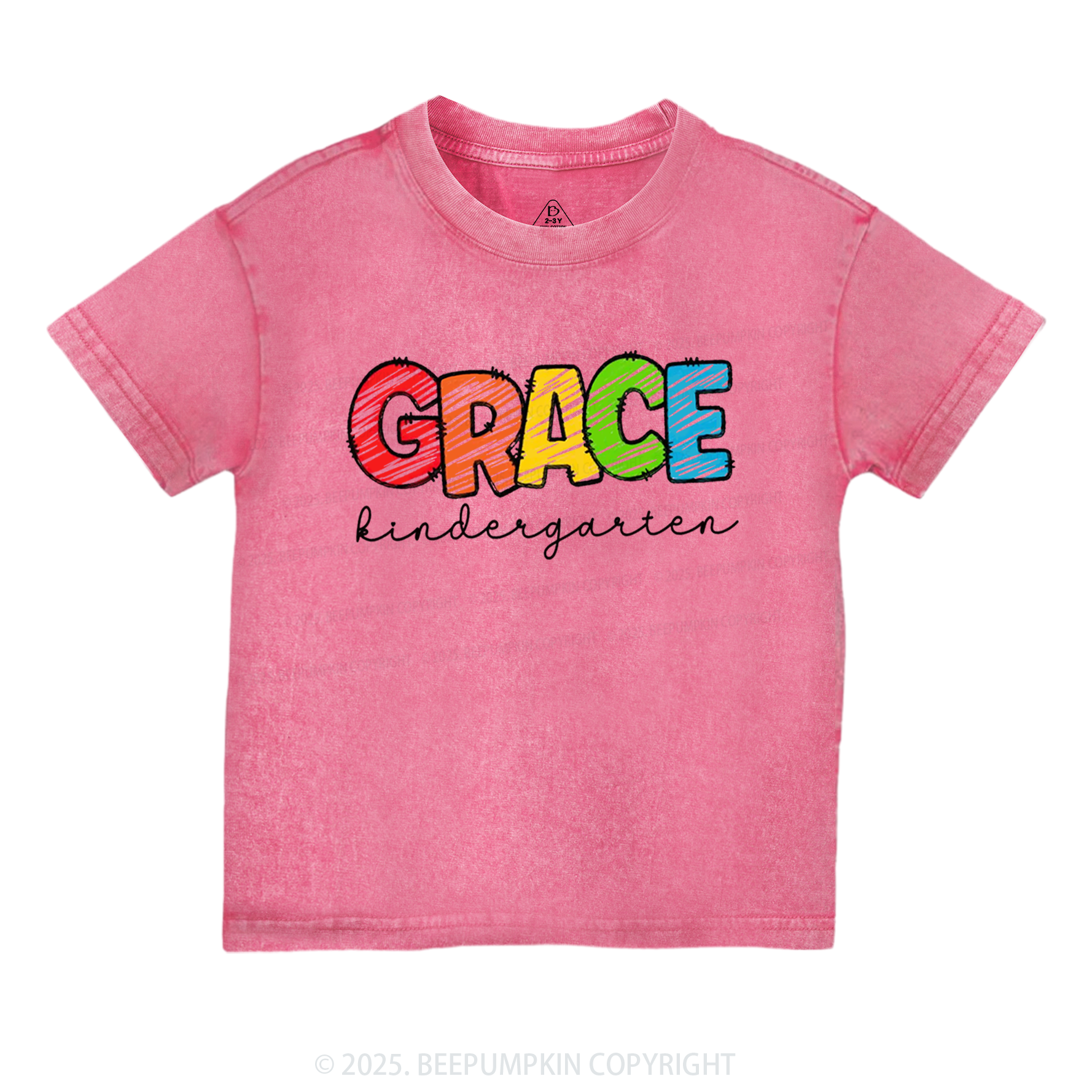Personalized Rainbow Alphabet Name Toddler&Kids Washed Tees