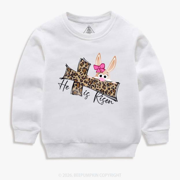 Faith Bunny & Leopard Cross Kid's Sweatshirt