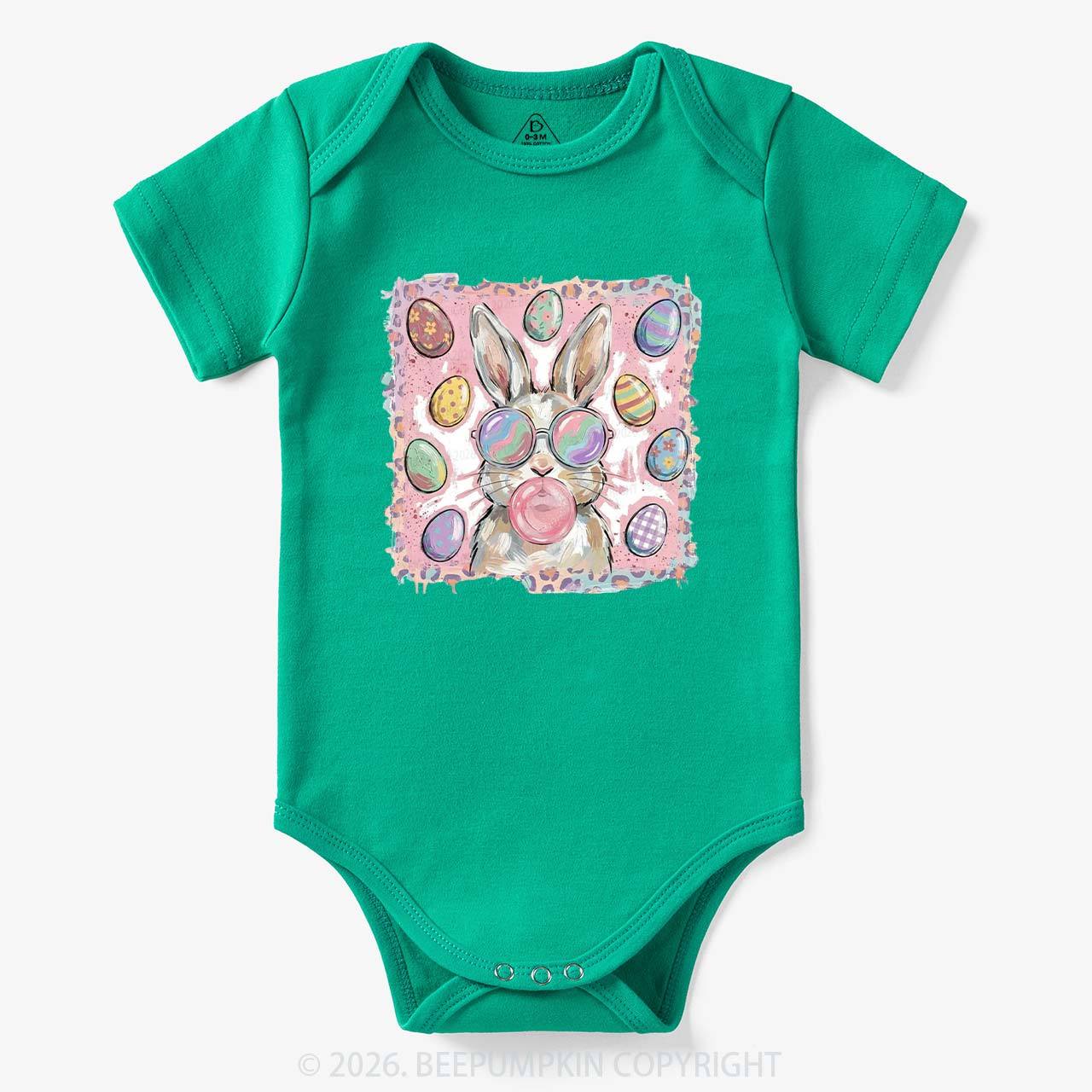 Retro Bubblegum Bunny Colorful Easter Eggs Baby Bodysuit