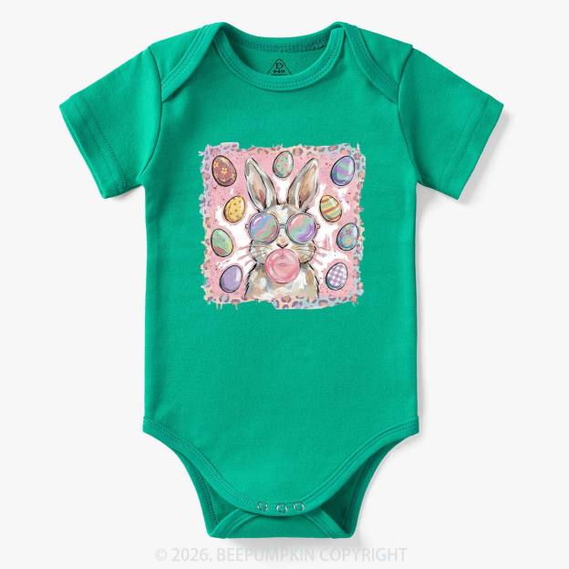 Retro Bubblegum Bunny Colorful Easter Eggs Baby Bodysuit