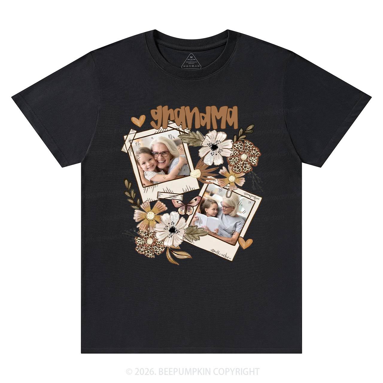 Personalized Photo With Floral T-Shirt For Mom