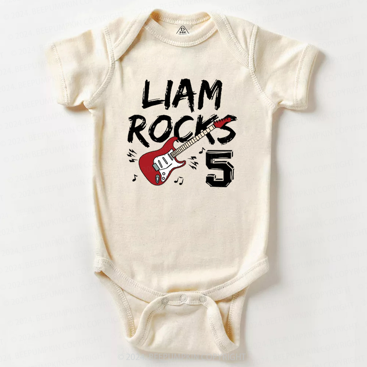 Personalized Rock Guitar Baby Bodysuit 8