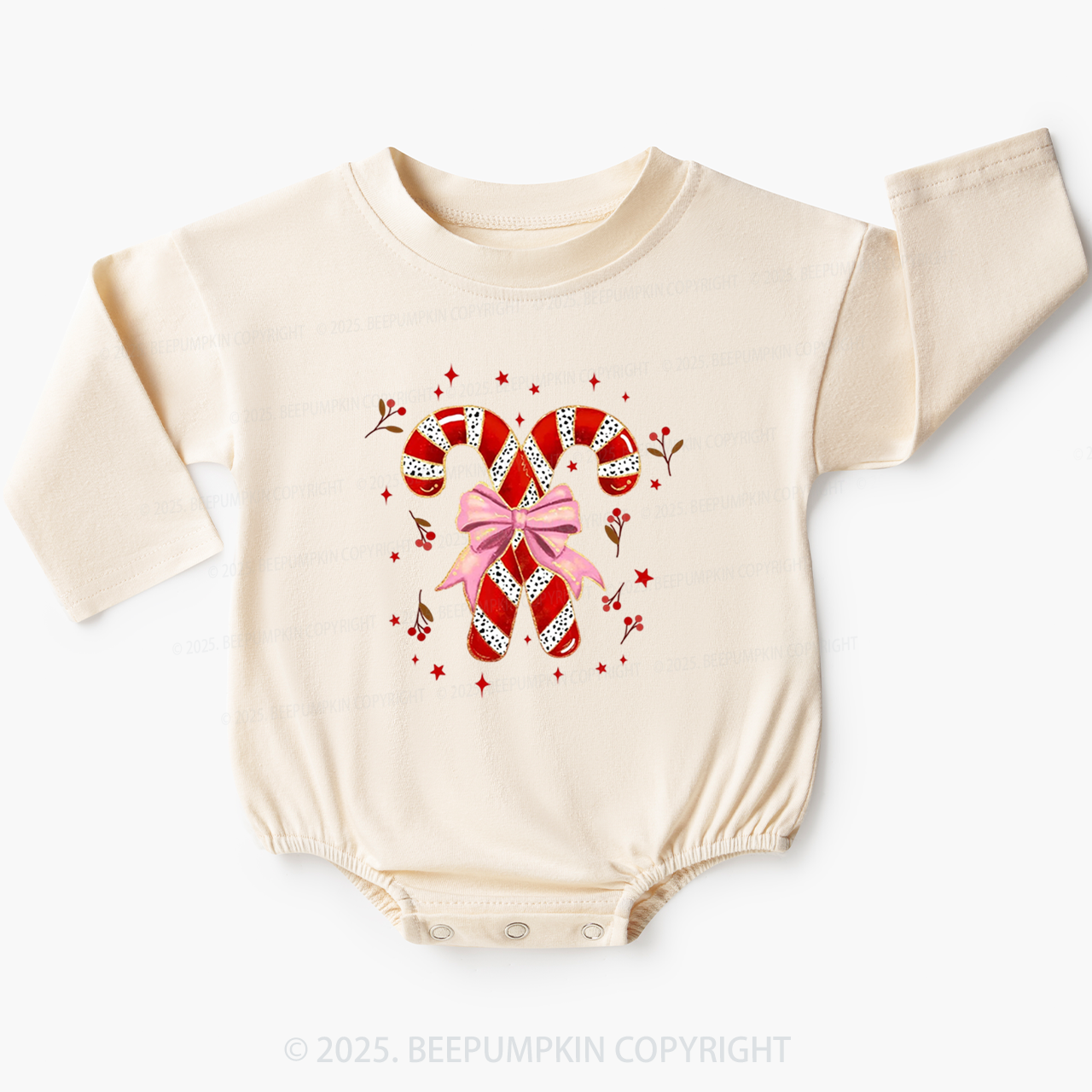Christmas Candy Cane Baby Bubble Romper Beepumpkin