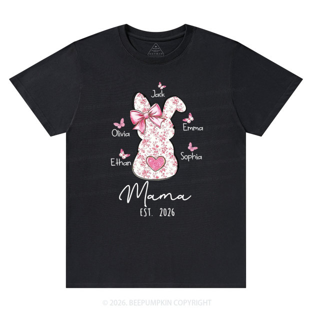 Personalised Pink Floral Butterfly Bunny Easter T-Shirt