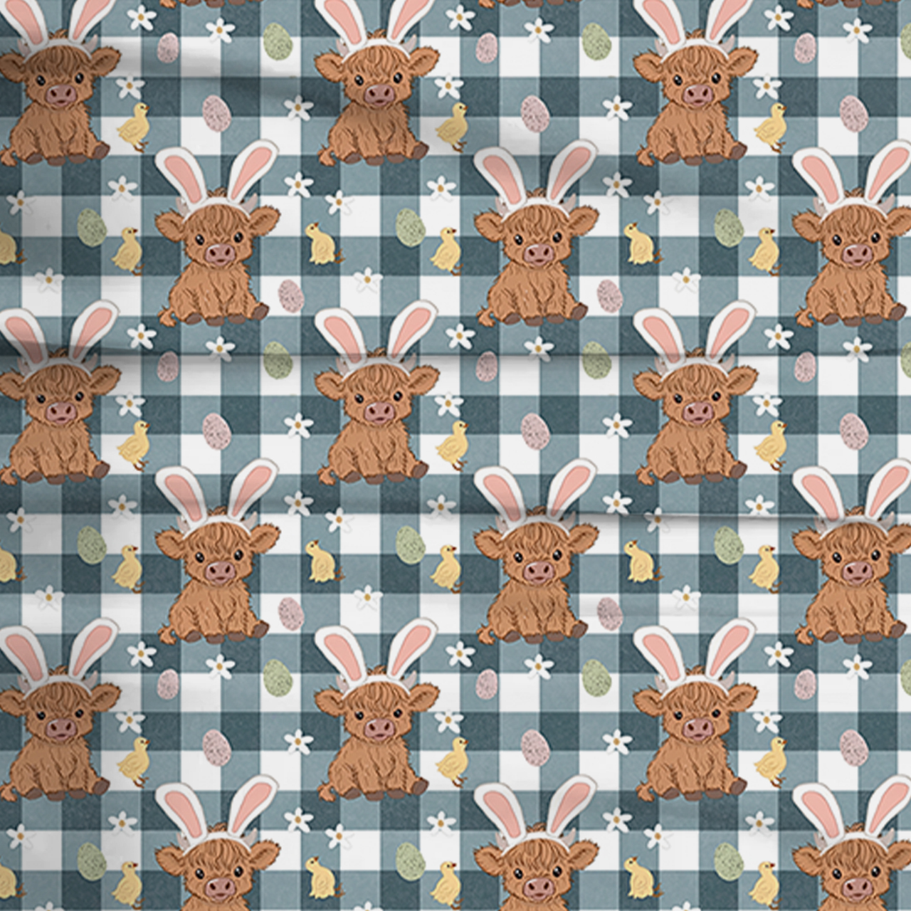 Easter Highland Cow Two-Piece Pajama Set For Kids