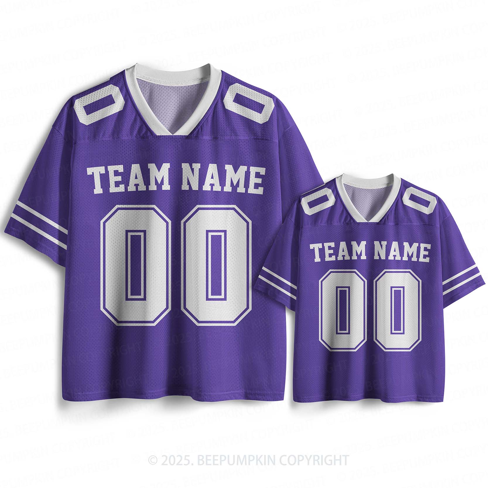 Personalized Team Name & Number Purple Family Matching Sport Jersey Beepumpkin