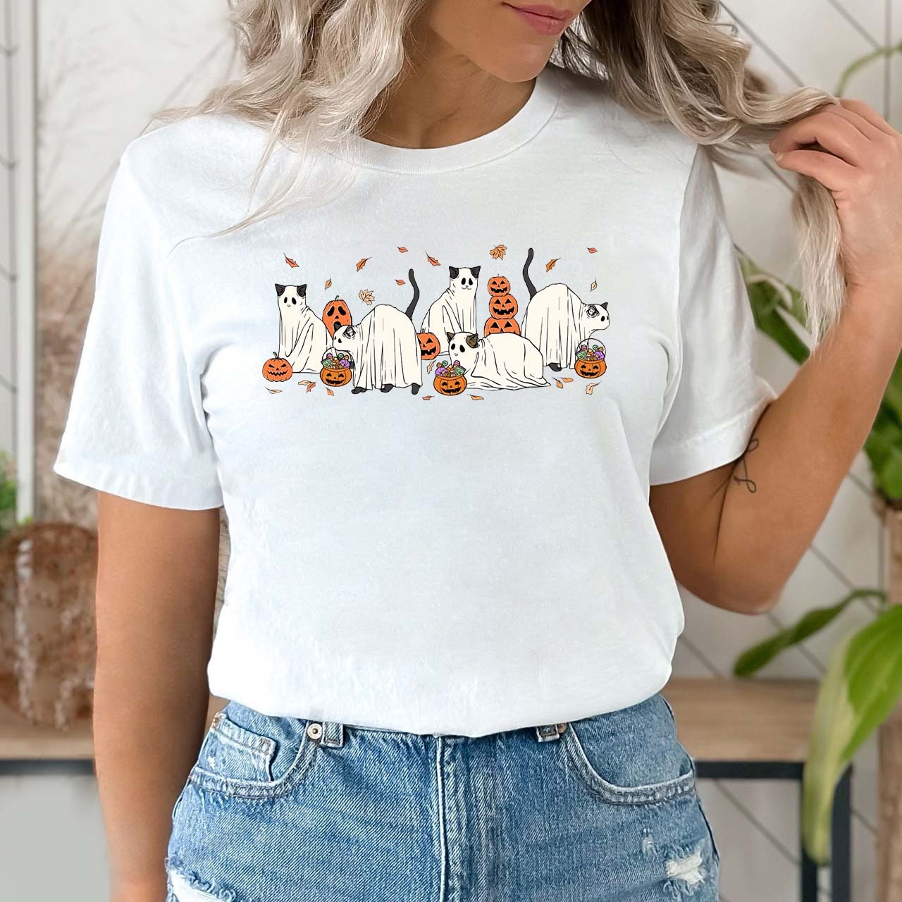 Halloween Spooky Season Ghost Cats T-shirt