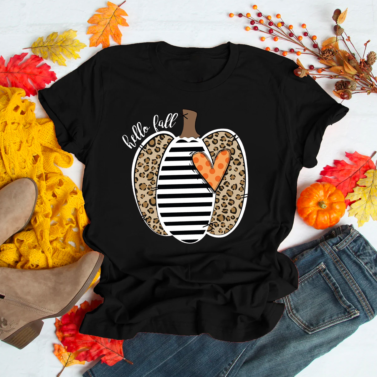 Cute Fall Graphic Pumpkin Shirt For Her
