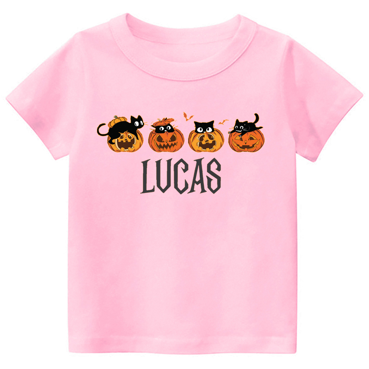 Personalized Halloween Pumpkin And Cat Kids Shirt 