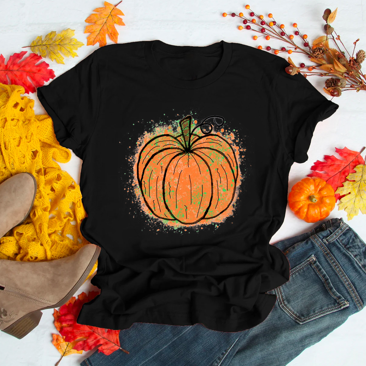 Super Fun Watercolor Pumpkin Tees For Her