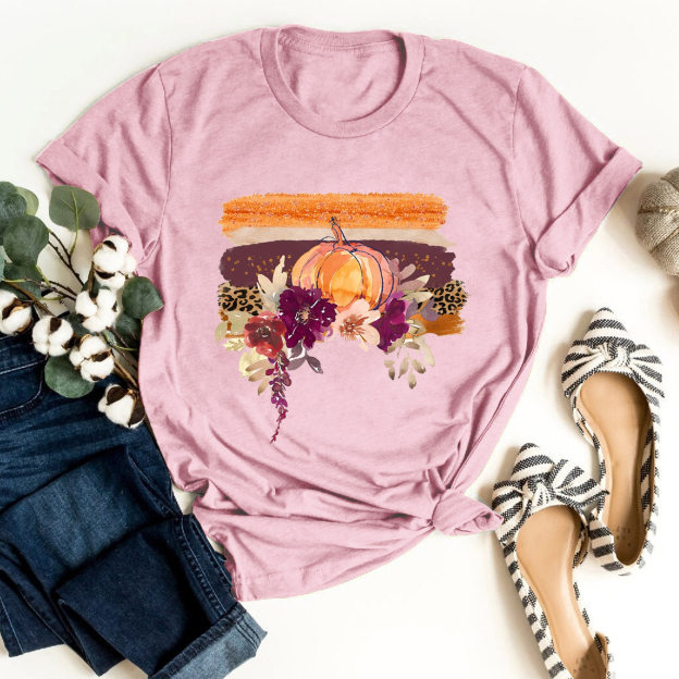 Unique Pumpkin And Watercolor Flowers Shirt 