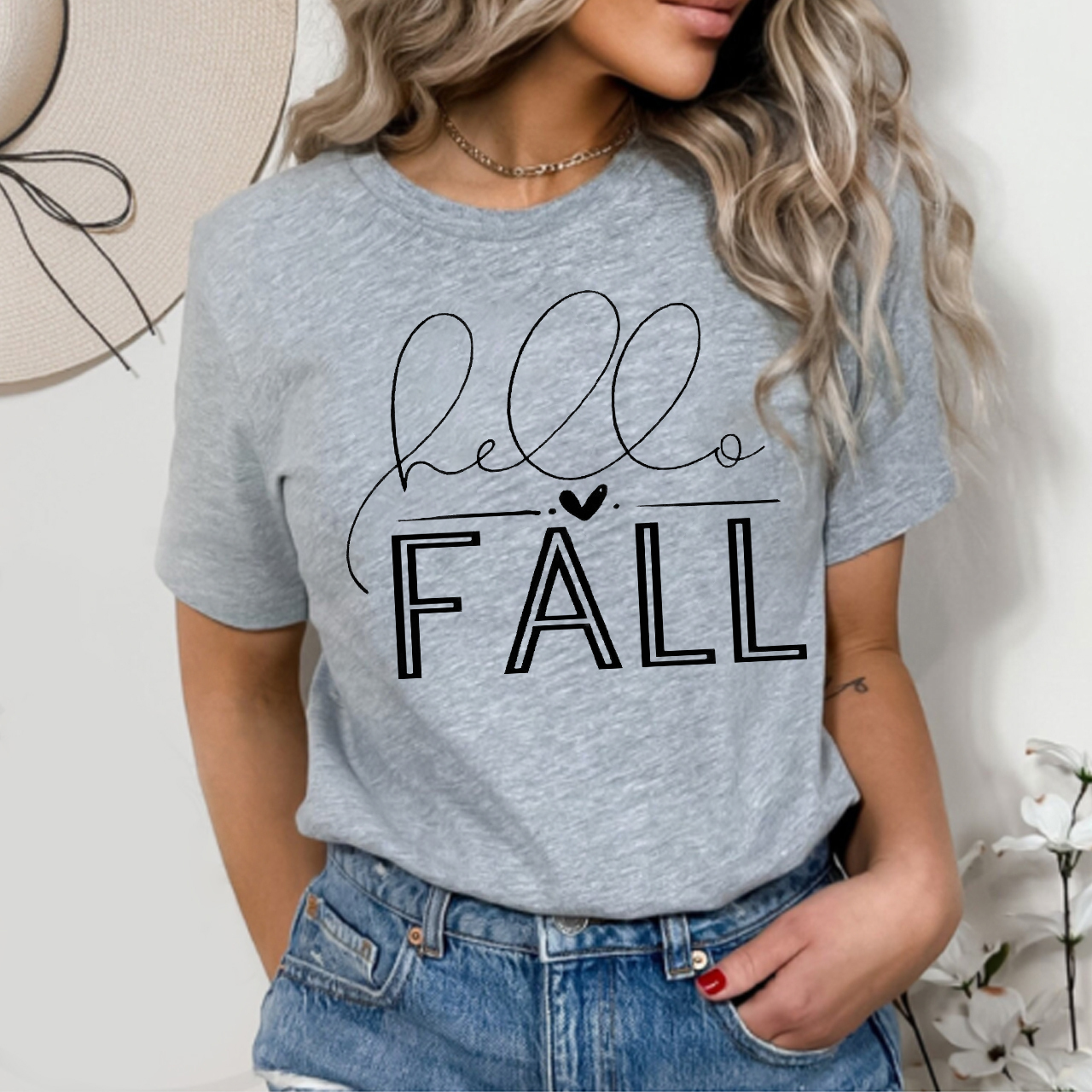 Hello Fall Heart Shirt For Her