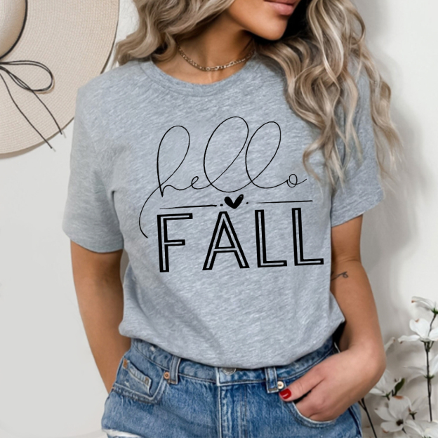 Hello Fall Heart Shirt For Her