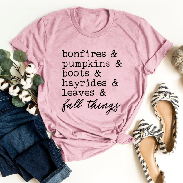 Bonfires Pumpkins Boots Hayrides Leaves Shirt 