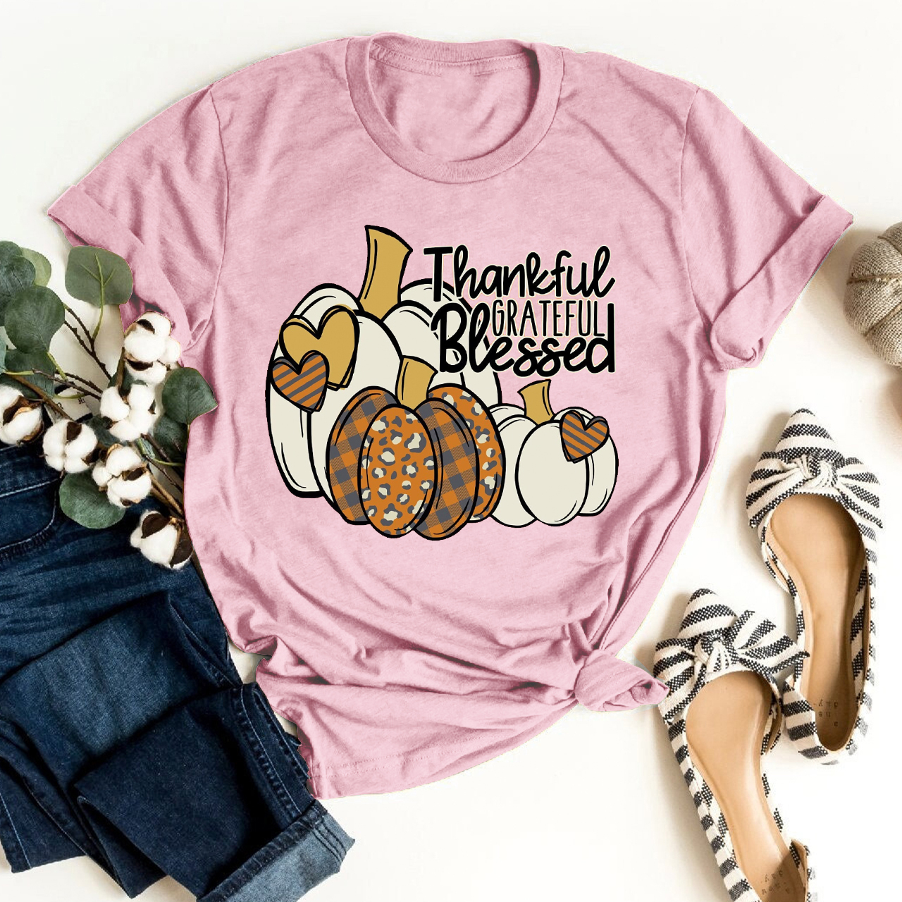 Cheetah Pumpkin Grateful Shirt For Her