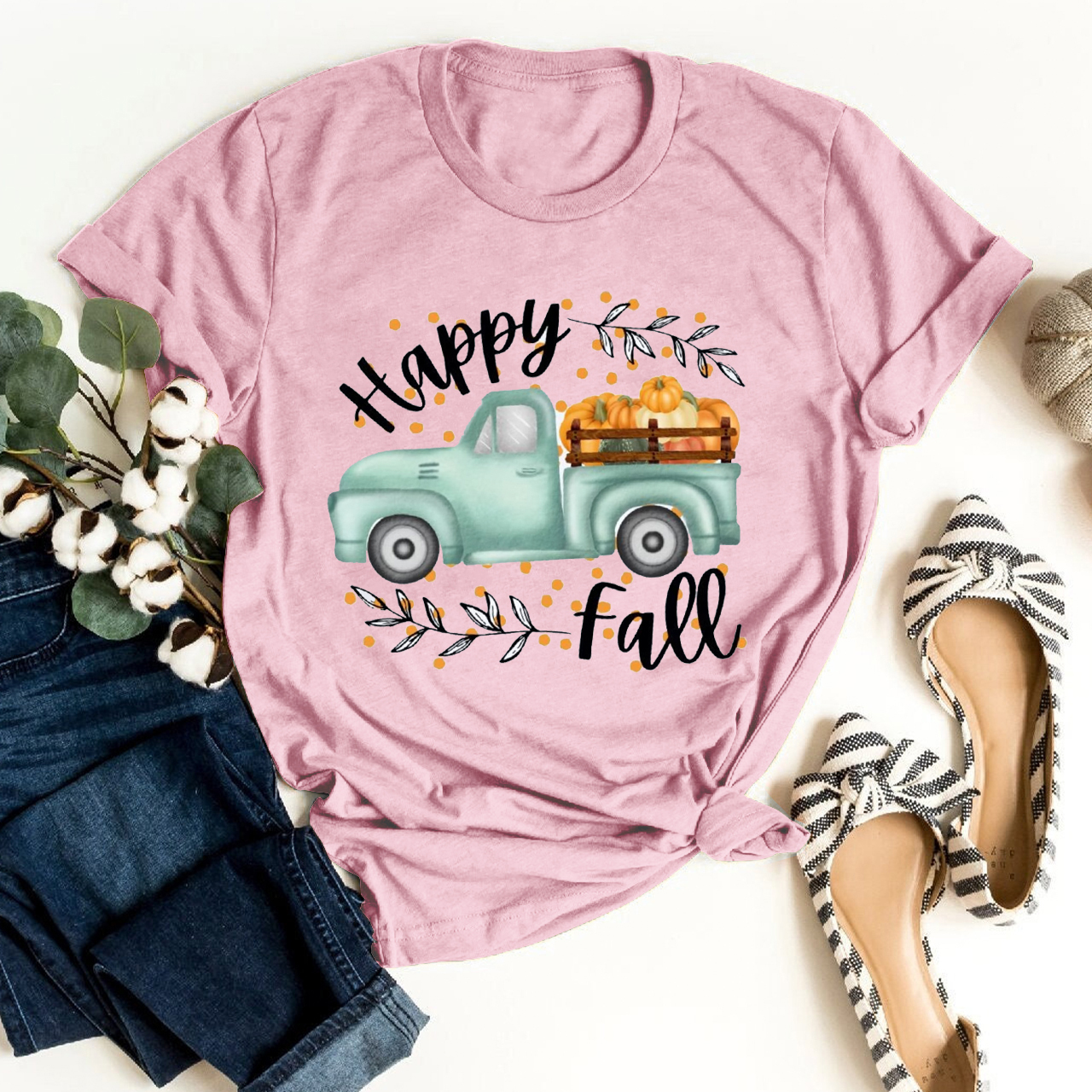 Happy Fall Truck Shirt For Her