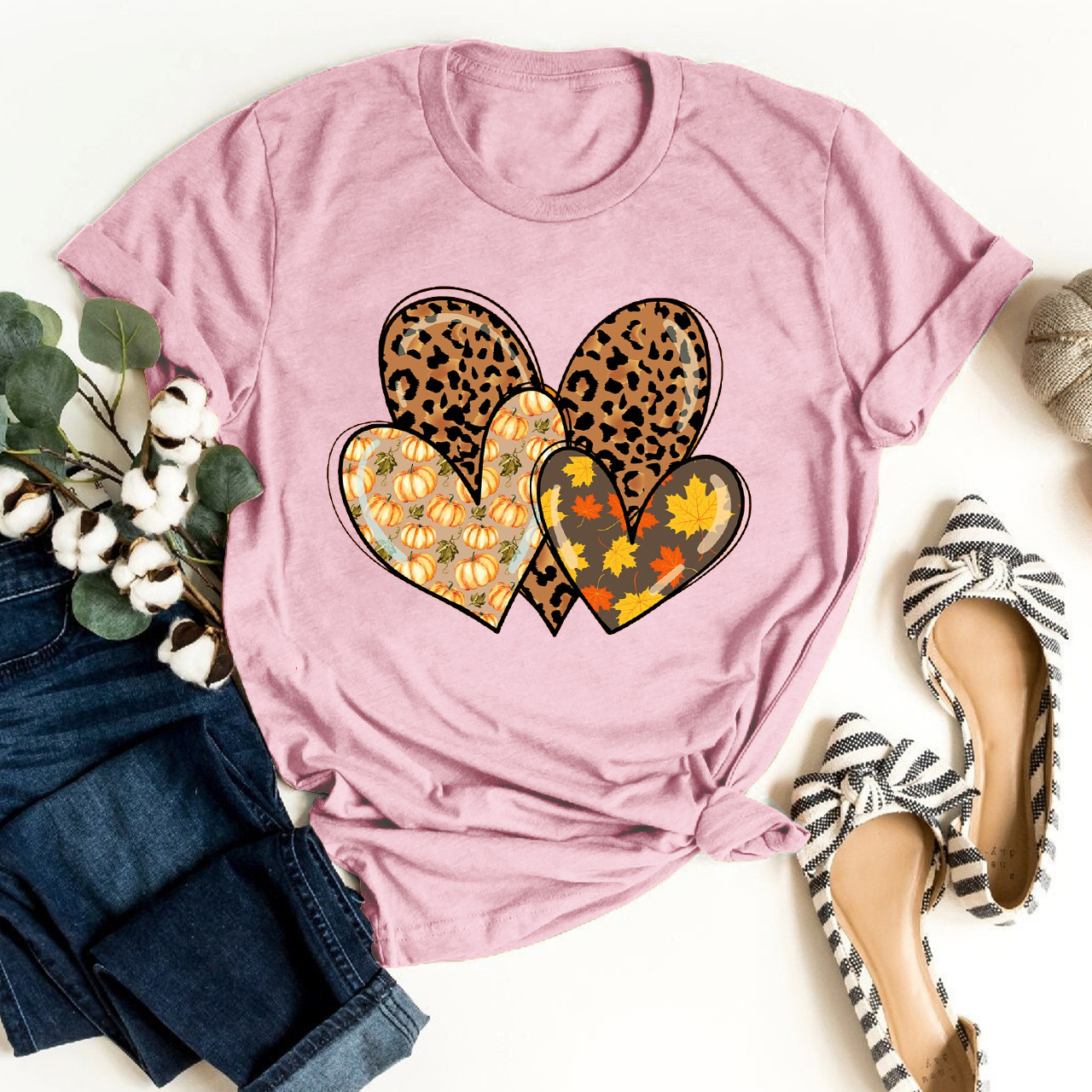 Fall Leopard Hearts Doodle Shirt For Her