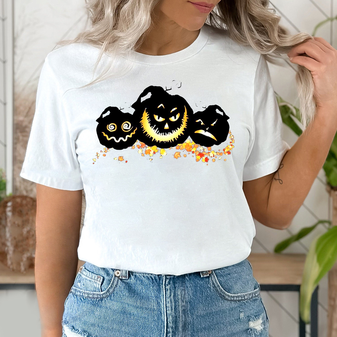 Fun Scary Black Pumpkins Shirt For Her