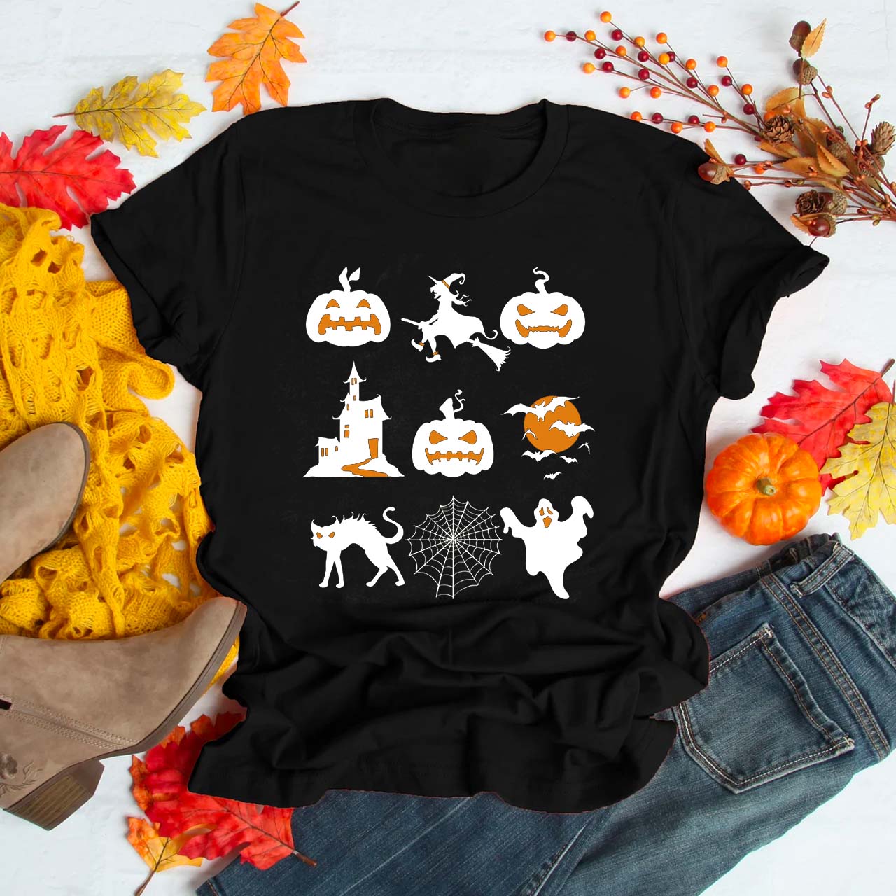 Super Fun Halloween Icons In A Row Shirt For Her