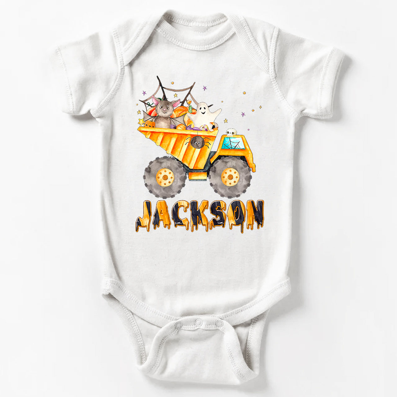 Personalized Dump Truck Halloween Bodysuit For Baby