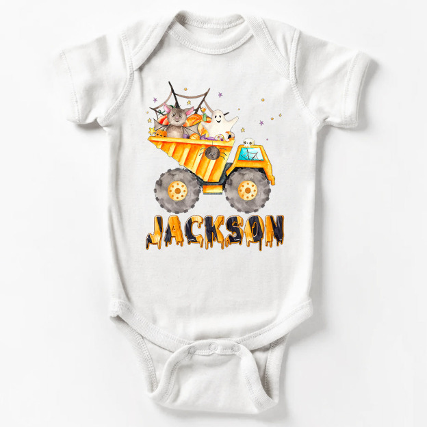 Personalized Dump Truck Halloween Bodysuit For Baby