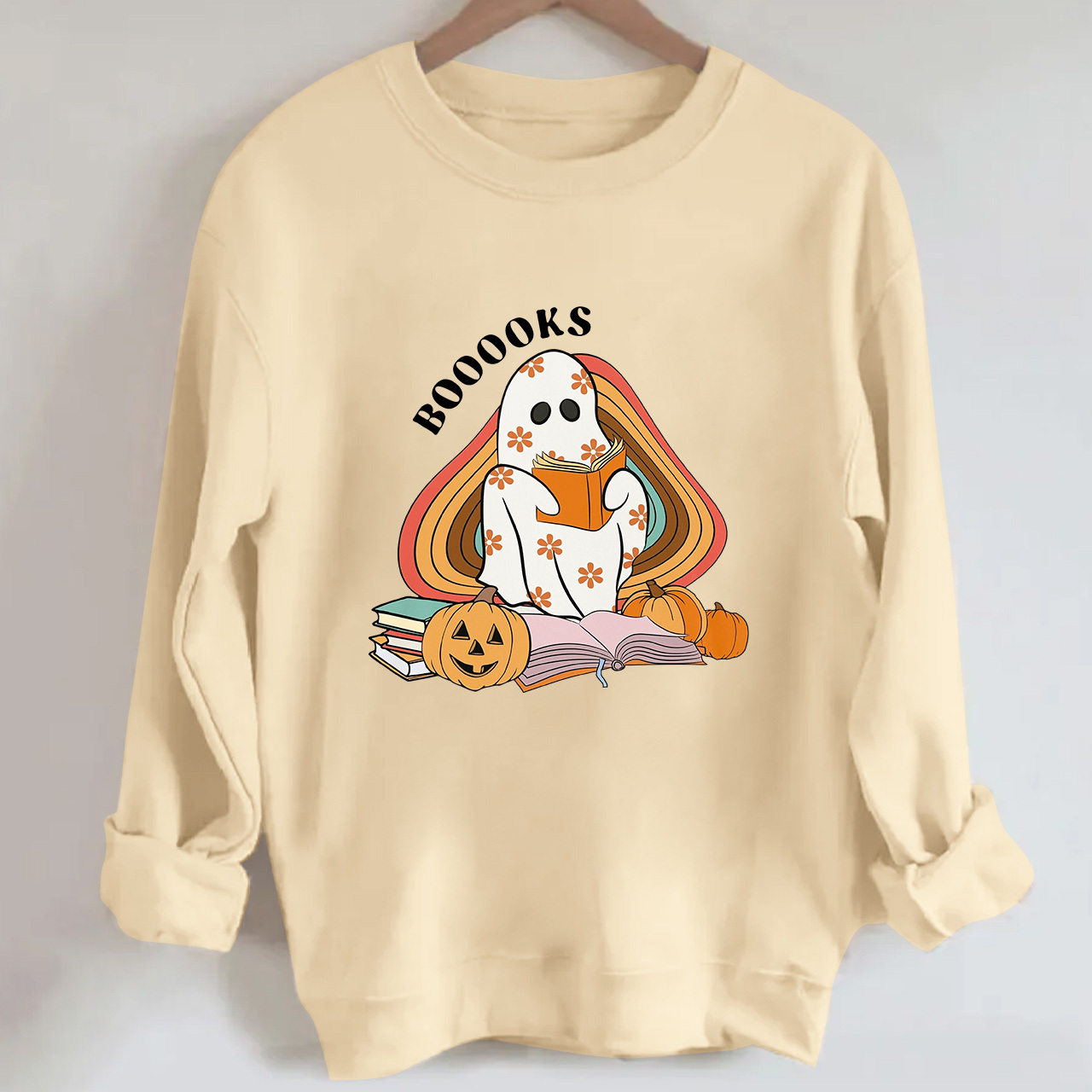 Retro Books Ghost Halloween Sweatshirts