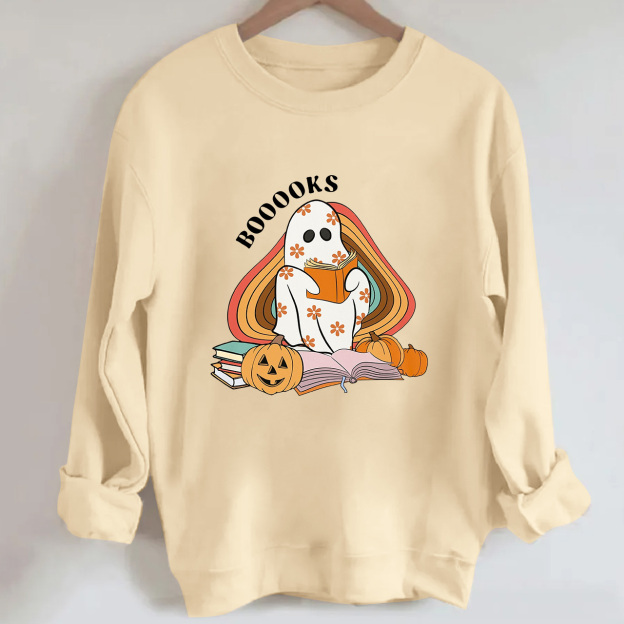 Retro Books Ghost Halloween Sweatshirts